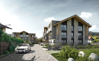 Panoramiczny widok z tarasu apartamentu w Szczyrku