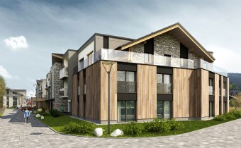 Luksusowe apartamenty w górach – elewacja budynku 