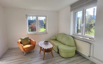 Salon w apartamencie parterowym – jasne wnętrze po